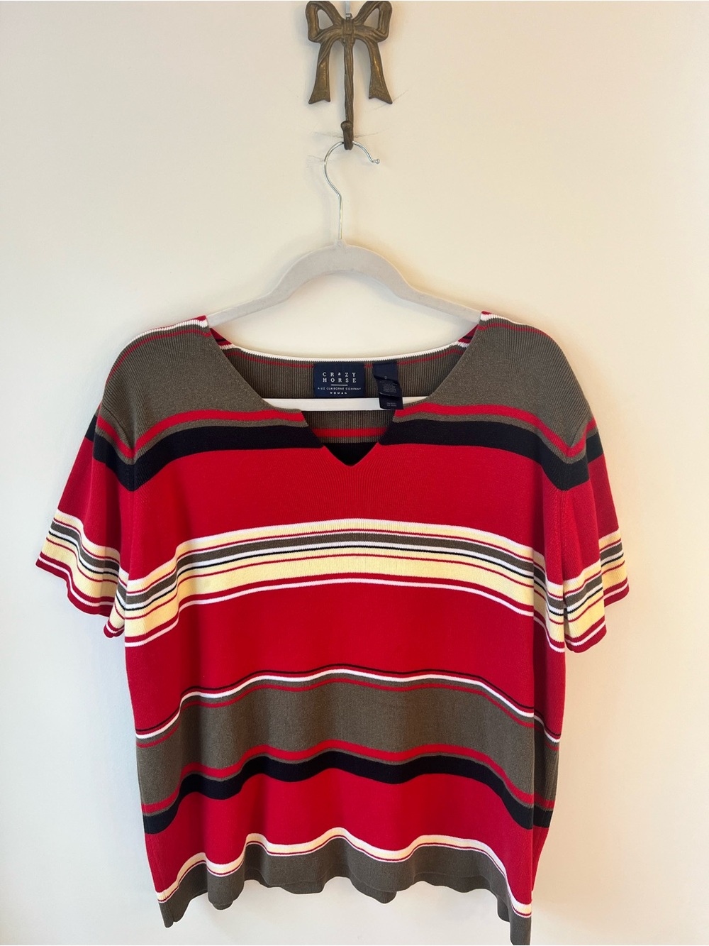 Vintage Crazy Horse Liz Claiborne Striped Oversized Knit Top Women’s 90s Retro